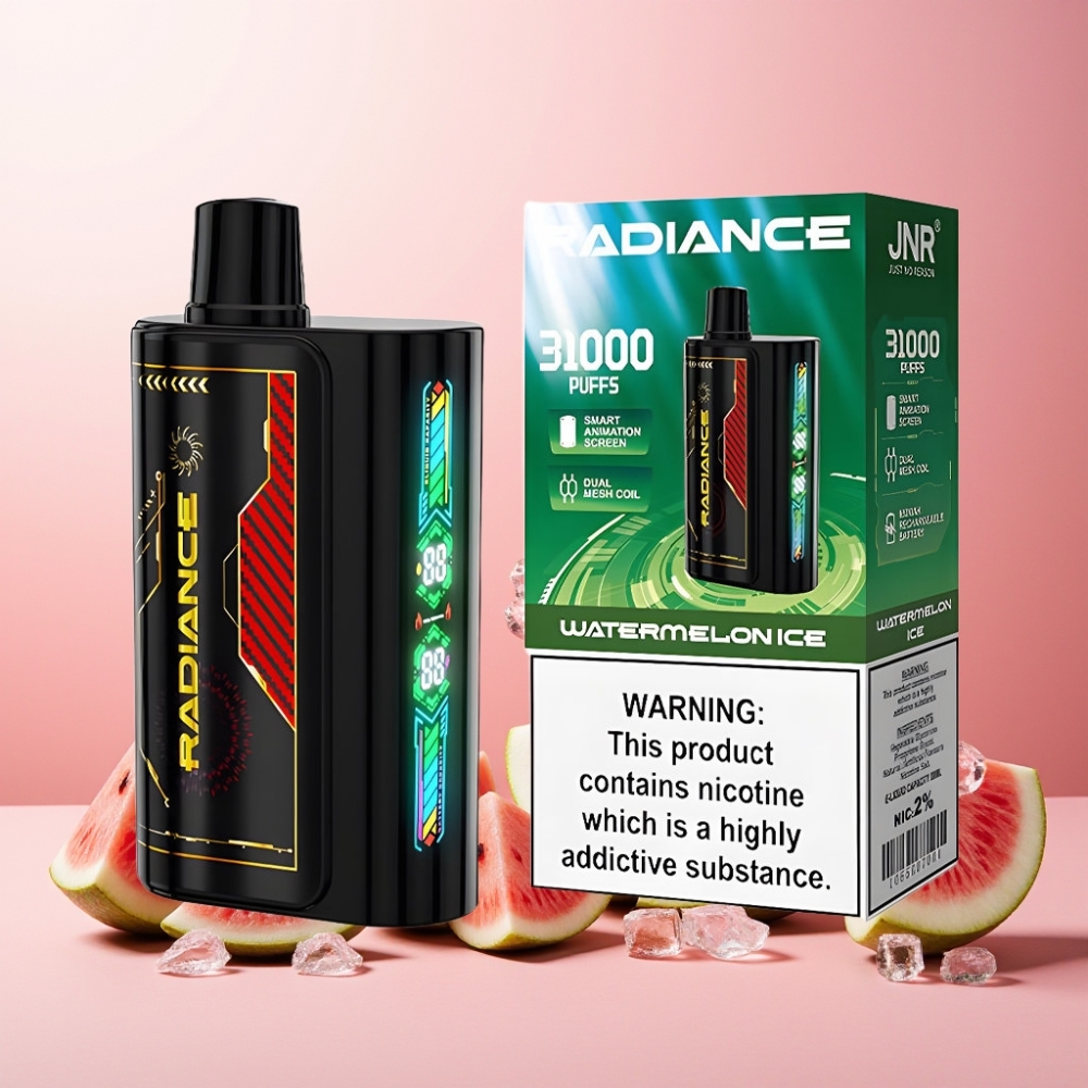 JNR Radiance Norge Engros 31000 Puffs Vape til engangsbruk Vannmelon Is med Smart Animation Screen & 950 mAh Batteri