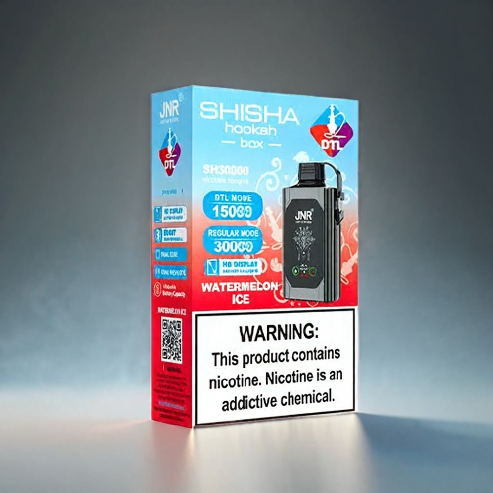 JNR Shisha Box Norge Engros - 20500 Puffs, Vannmelon Is, HD Display, 1000mAh, Type-C Lading