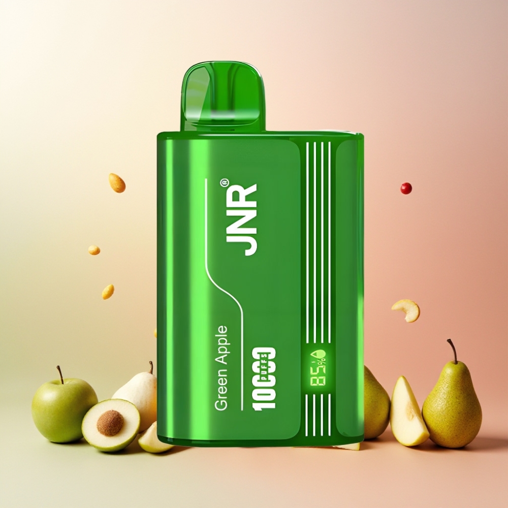 JNR Tank 10000 Puffs Norge Engros Vape til engangsbruk med Justerbar Luftstrøm, Digital Display & Type-C Lading – Grønt Eple Fersken Pære