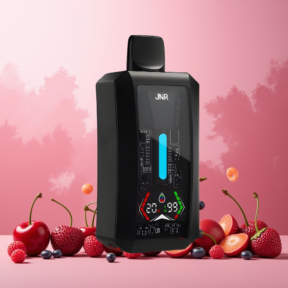 JNR Tank Pro 33000 Puffs Norge Engros – 28ml e-Liquid, Dual Mesh Coil, Type-C Lading, 2 % Nikotin – Kirsebær & Bær
