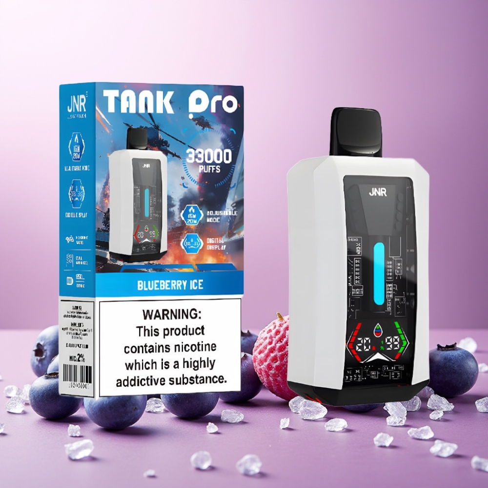 JNR Tank Pro 33000 Puffs Norge Engros – Blåbær Is – 28ml e-Liquide, Digital Display, Dual Mesh Coil, Type-C Lading