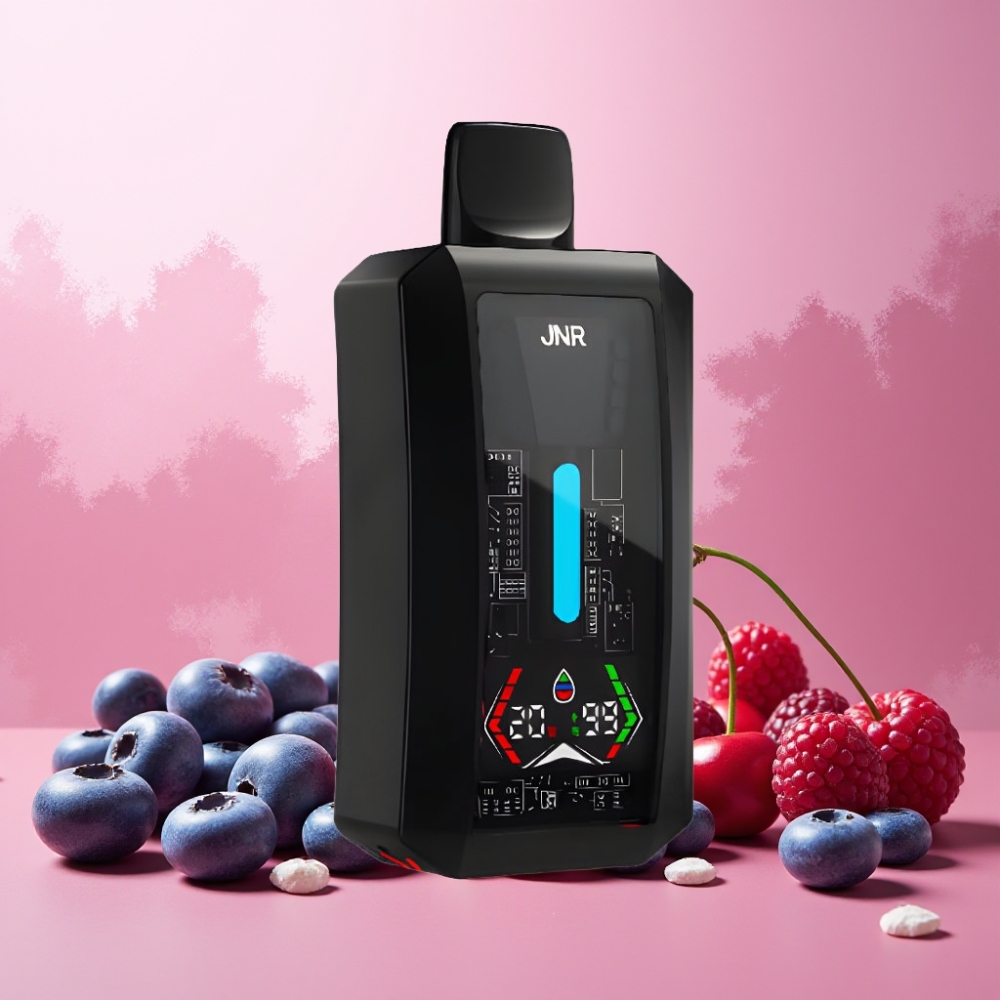 JNR Tank Pro 33000 Puffs Norge Engros Vape til engangsbruk Blåbær Bringebær Kirsebær med Digital Display, Dual Mesh Coil & Type-C Lading