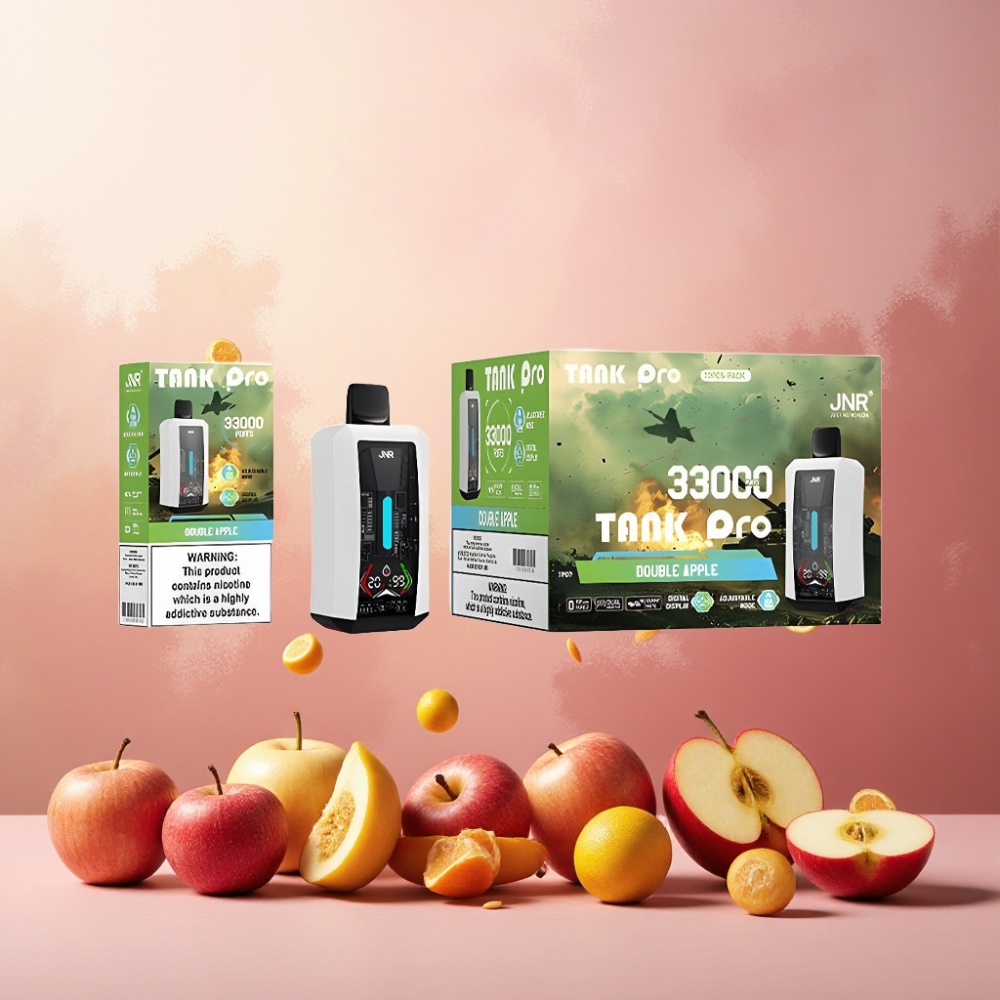 JNR Tank Pro 33000 Puffs Norge Engros Vape til engangsbruk Dobbel Eple med 28ml e-Liquid, Digital Display og Type-C Lading