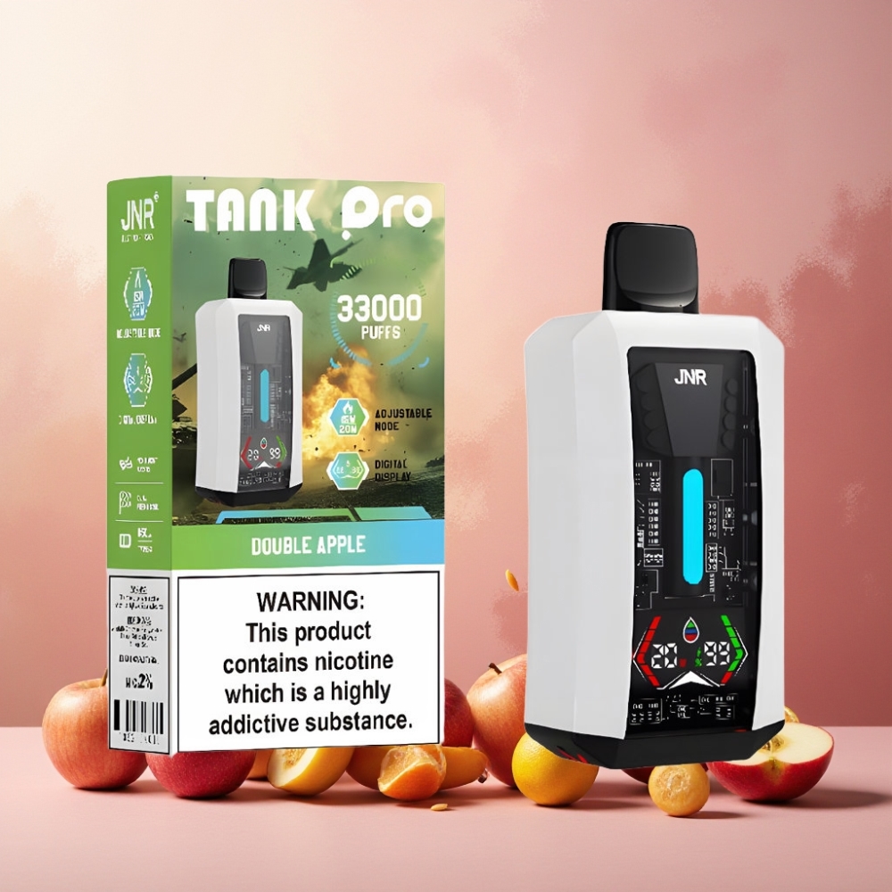 JNR Tank Pro 33000 Puffs Norge Engros Vape til engangsbruk Dobbel Eple med 28ml e-Liquid, Digital Display og Type-C Lading