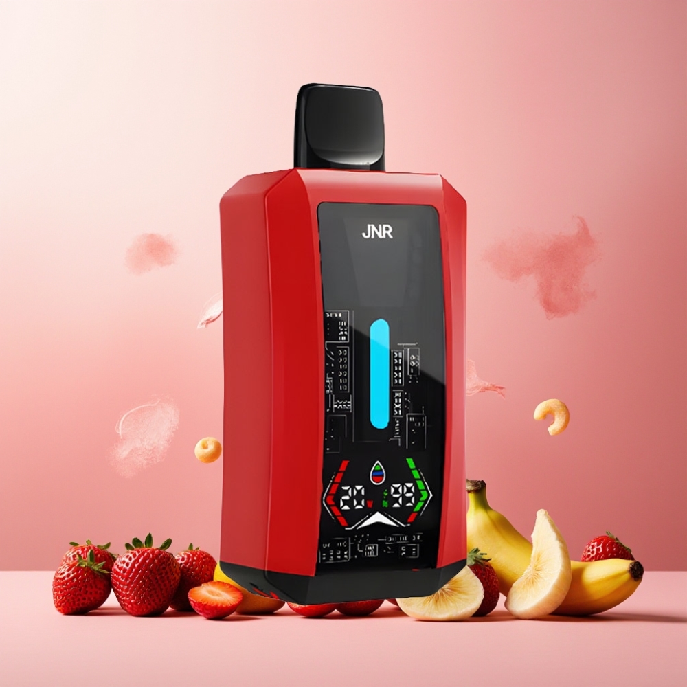 JNR Tank Pro 33000 Puffs Norge Engros Vape til engangsbruk Jordbær/Banana med Digital Display, Dual Mesh Coil & Type-C Lading