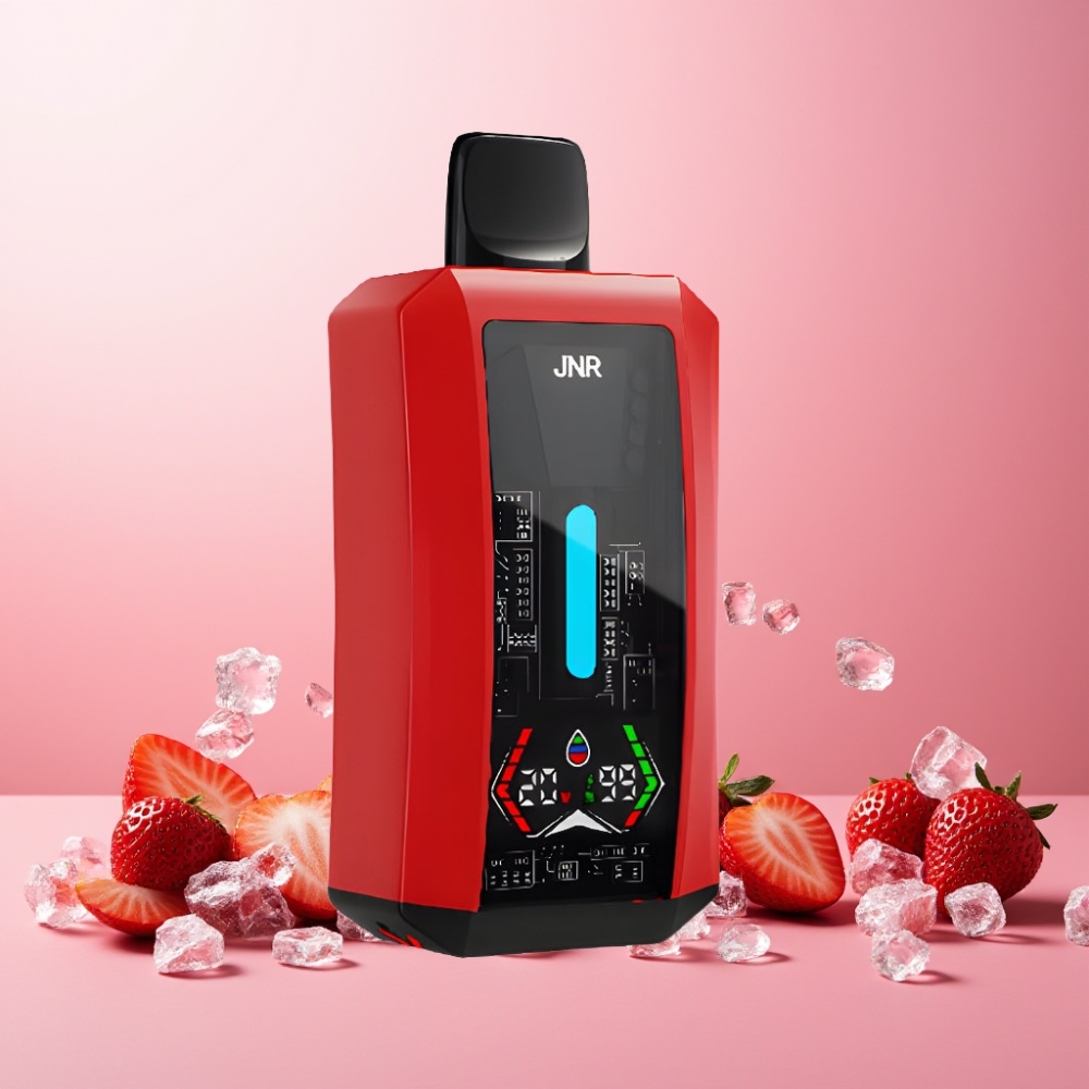 JNR Tank Pro 33000 Puffs Norge Engros Vape til engangsbruk Jordbær Is med Digital Display, Dual Mesh Coil og Type-C Lading