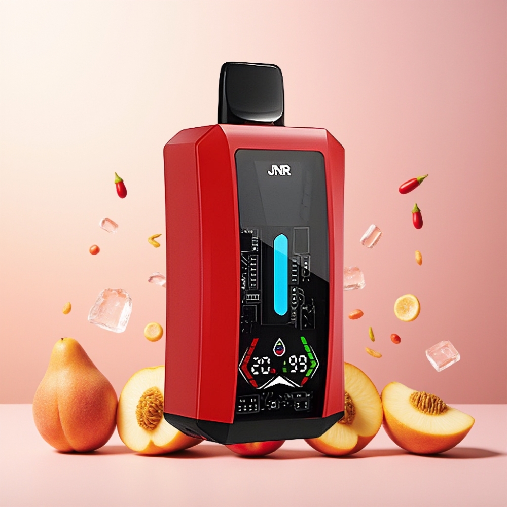 JNR Tank Pro 33000 Puffs Norge Engros Vape til engangsbruk Sommerfersken Is med Digital Display, Dual Mesh Coil og Type-C Lading