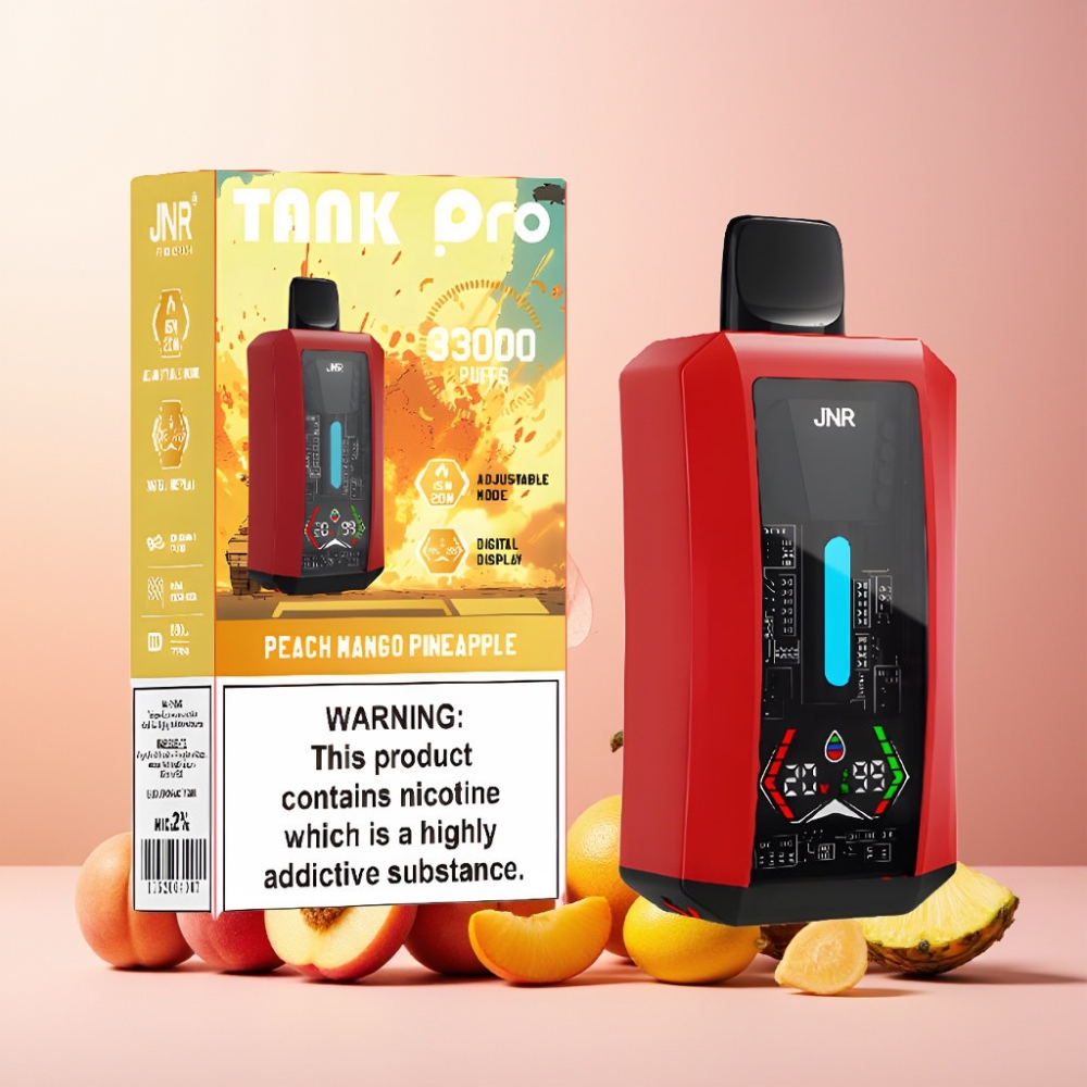JNR Tank Pro Norge Engros 33000 Puffs 28ml Vape til engangsbruk Fersken Mango Ananas med Digital Display og Type-C Lading