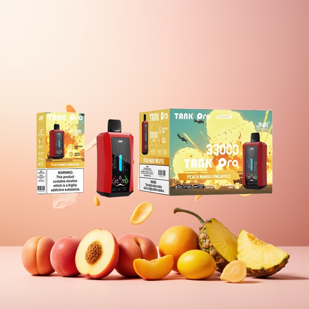 JNR Tank Pro Norge Engros 33000 Puffs 28ml Vape til engangsbruk Fersken Mango Ananas med Digital Display og Type-C Lading