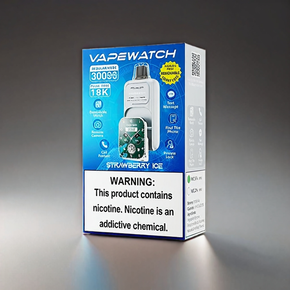 JNR Vape Watch 30000 Puffs Norge Engros – 1000mAh Batteri, 19mL E-væske, Type-C-lading, Jordbær Is