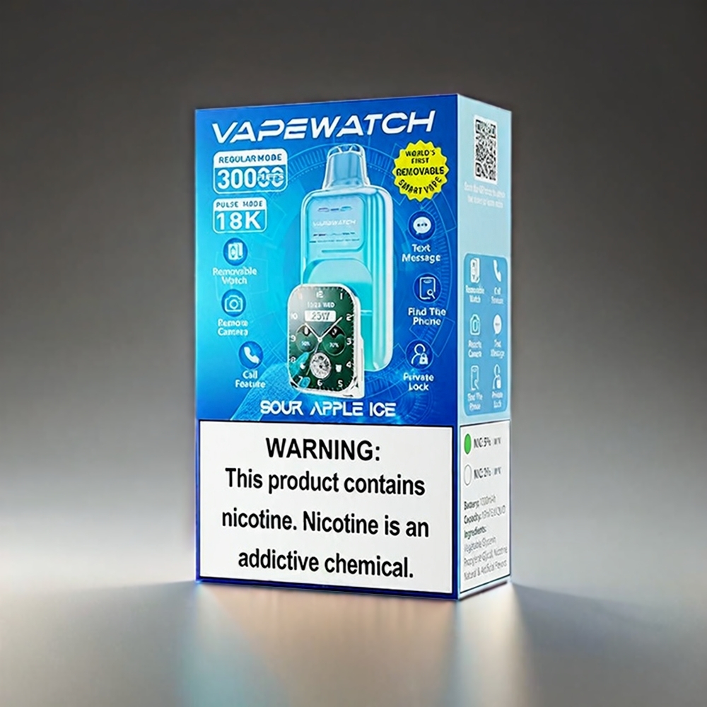 JNR Vape Watch 30000 Puffs Norge Engros – 1000mAh Batteri, 19mL Kapasitet, 5% Nikotin, Type-C Lading, Syre Eple Smak