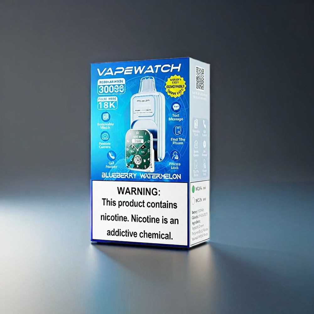 JNR Vape Watch 30000 Puffs Norge Engros – Blåbær og Vannmelon – 1000mAh Batteri – 19mL E-væske – 5% Nikotin – Type-C Lading
