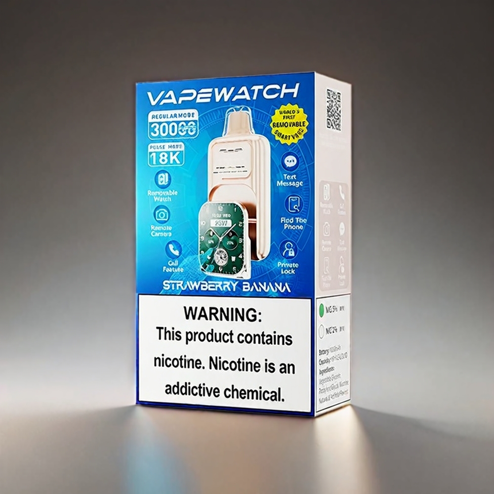 JNR Vape Watch 30000 Puffs Norge Engros – Jordbær & Banan – 1000mAh Batteri – 19mL E-væske – 5% Nikotin – Type-C Ladning