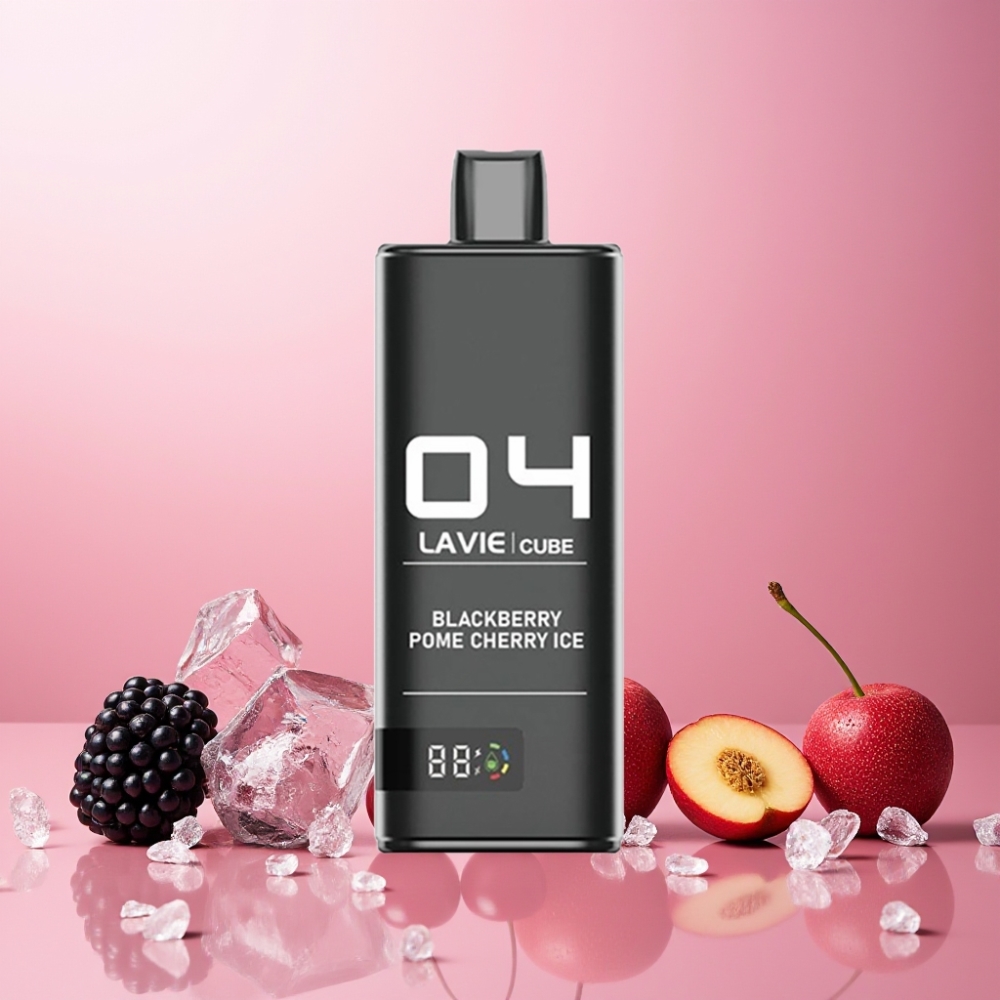 Lavie Cube 20000 Puffs Engangs Vape Norge Engros – Bjørnebær/Eple/Kirsebær Is – 28ML, 600mAh, Type C