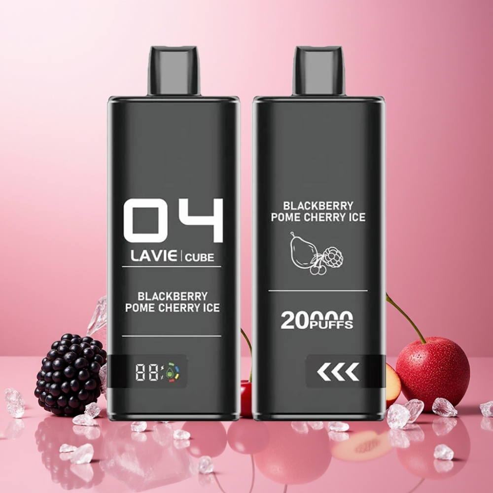 Lavie Cube 20000 Puffs Engangs Vape Norge Engros – Bjørnebær/Eple/Kirsebær Is – 28ML, 600mAh, Type C