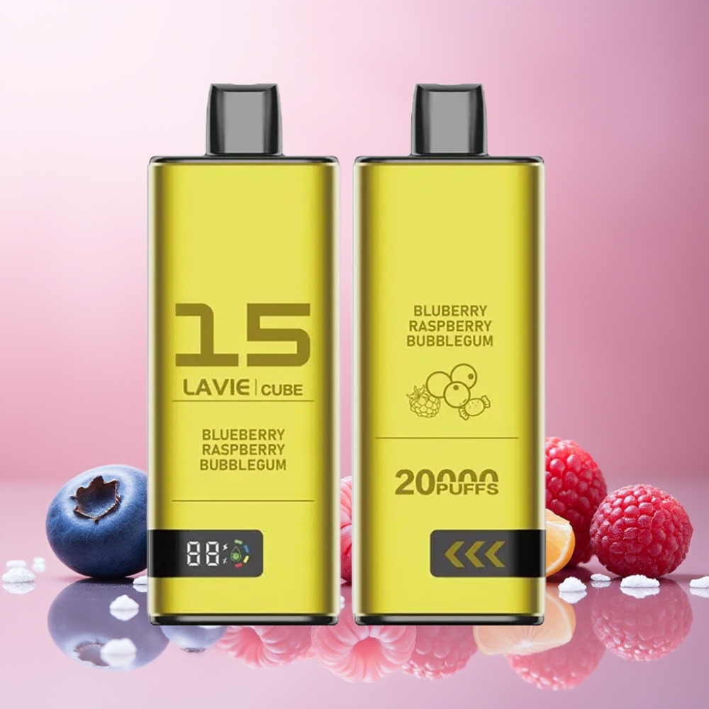 Lavie Cube 20000 Puffs Norge Engros Vape til engangsbruk Blåbær Bringebær Tyggisgummi – 28ML, 600mAh, Type C