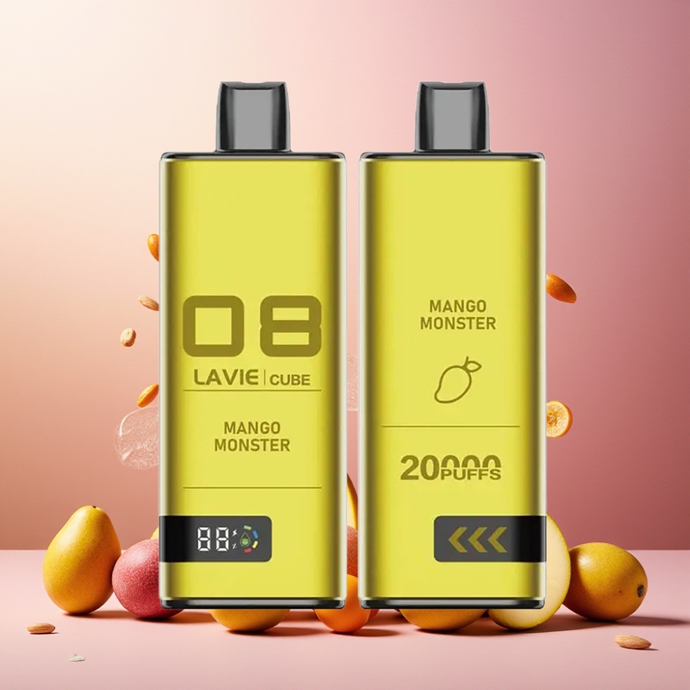 Lavie Cube 20000 Puffs Norge Engros Vape til engangsbruk Mango Monster 28ML 5% Salt Nicotine Type C