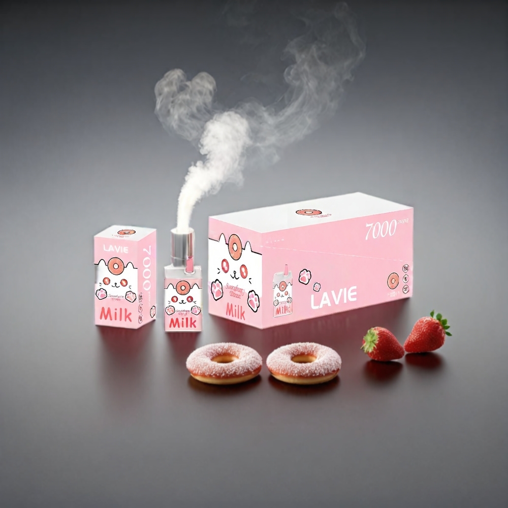 LAVIE Milk 7000 Puffs Jordbær Donut Norge Engros – 16ML E-væske, 600mAh Batteri, Type C-lading
