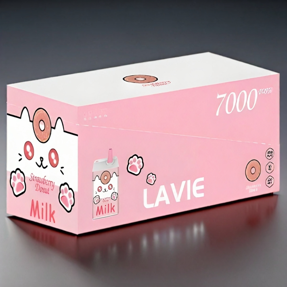LAVIE Milk 7000 Puffs Jordbær Donut Norge Engros – 16ML E-væske, 600mAh Batteri, Type C-lading