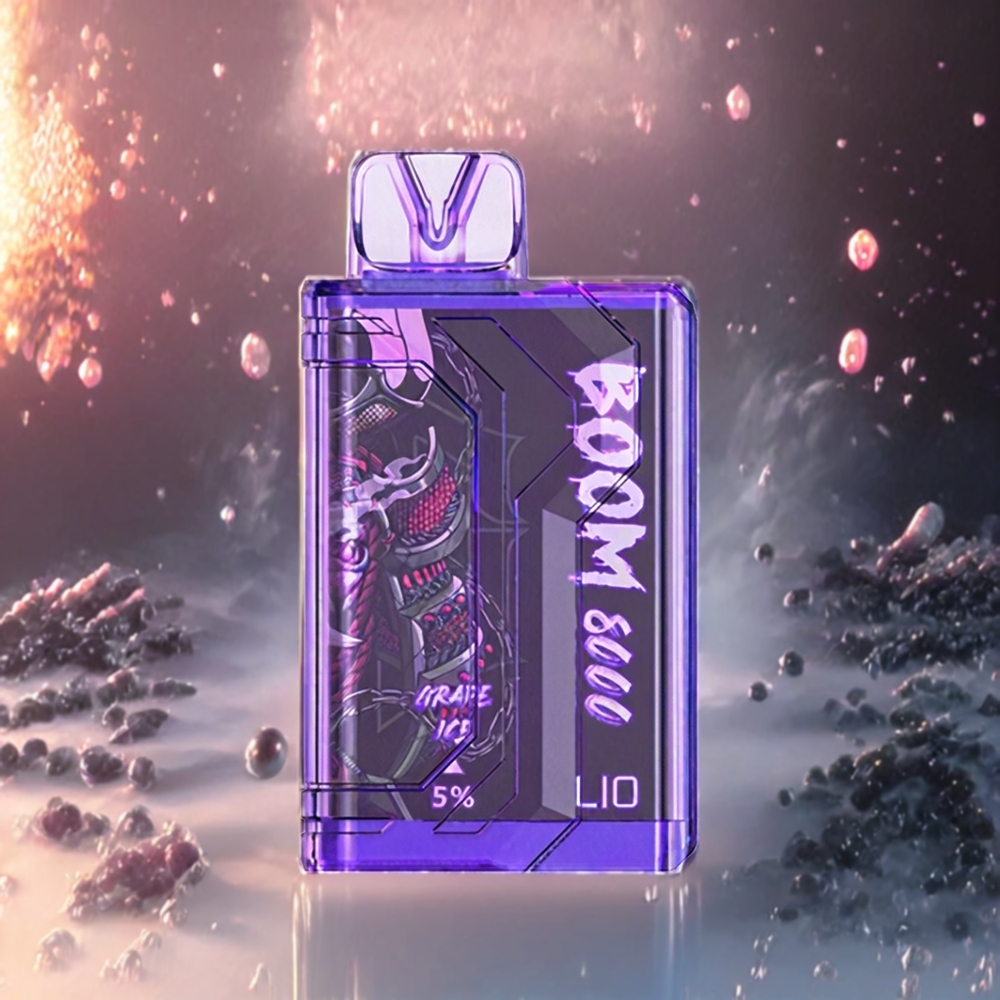 LIO BOOM PRO 8000 Puffs Norge Engros Engangs vape Grape Is med 15ml E-væske, 650mAh Batteri og Type-C Lading