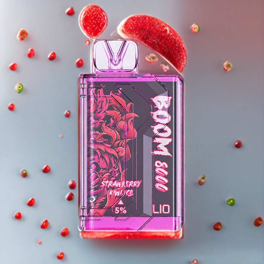 LIO BOOM PRO 8000 Puffs Norge Engros Engangs vape Jordbær Kiwi Is med 15ml E-væske og 650mAh Type-C-lading