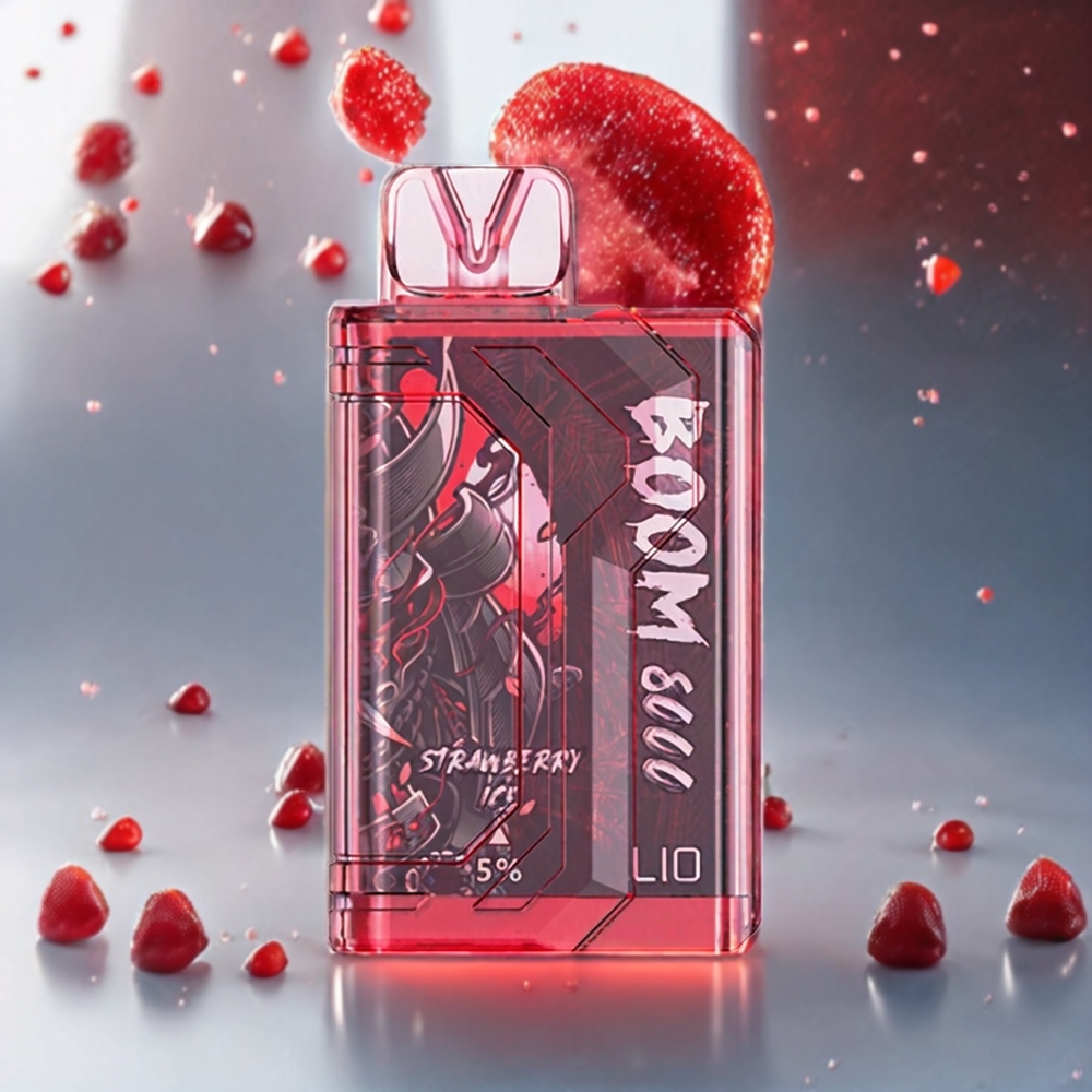 LIO BOOM PRO 8000 Puffs Norge Engros Engangs vape Jordbæris med 15ml e-væske, 5% nikotin, Type-C-lading og 650mAh batteri