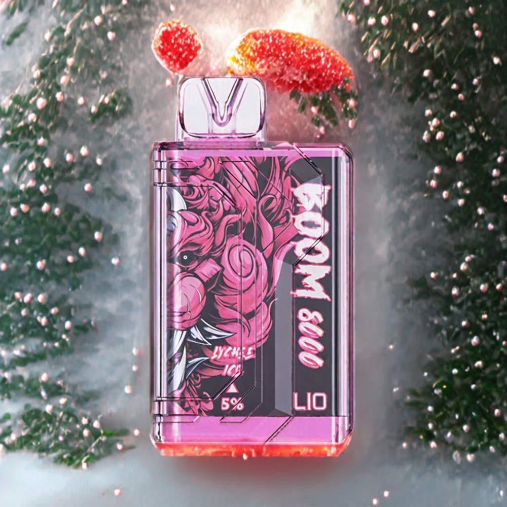 LIO BOOM PRO 8000 Puffs Norge Engros Engangs vape Lycheeis med 15ml e-væske og 650mAh Type-C-lading Mesh Coil 5% nikotin