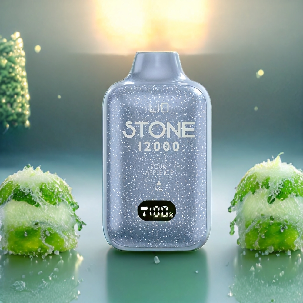 LIO Stone 12000 Puffs Norge Engros Engangs vape Sour Apple Ice med Type-C-lading, 18ML e-væske og 550mAh batteri