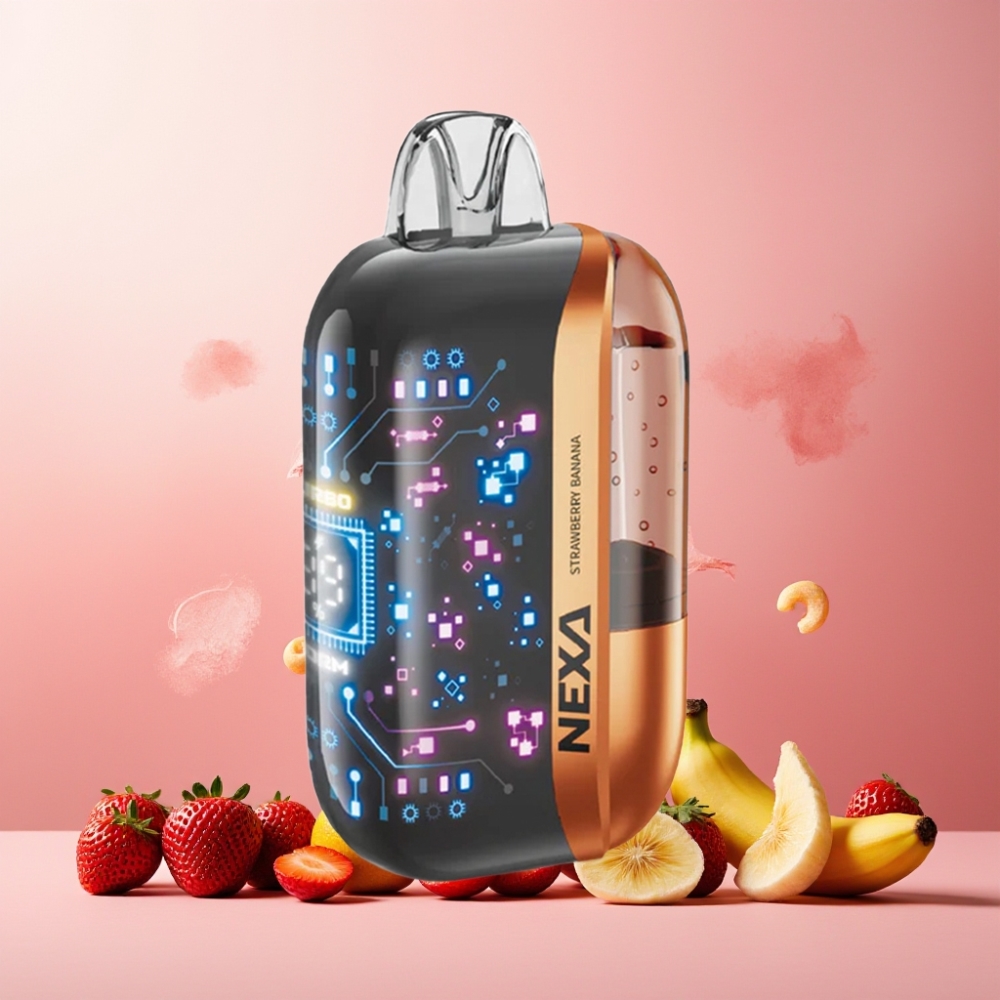 NEXA Ultra 50K Norge Engros Vape til engangsbruk Jordbær Banan 20ml 50000 Puffs 5% Nikotin Type-C Lading 3D Skjerm