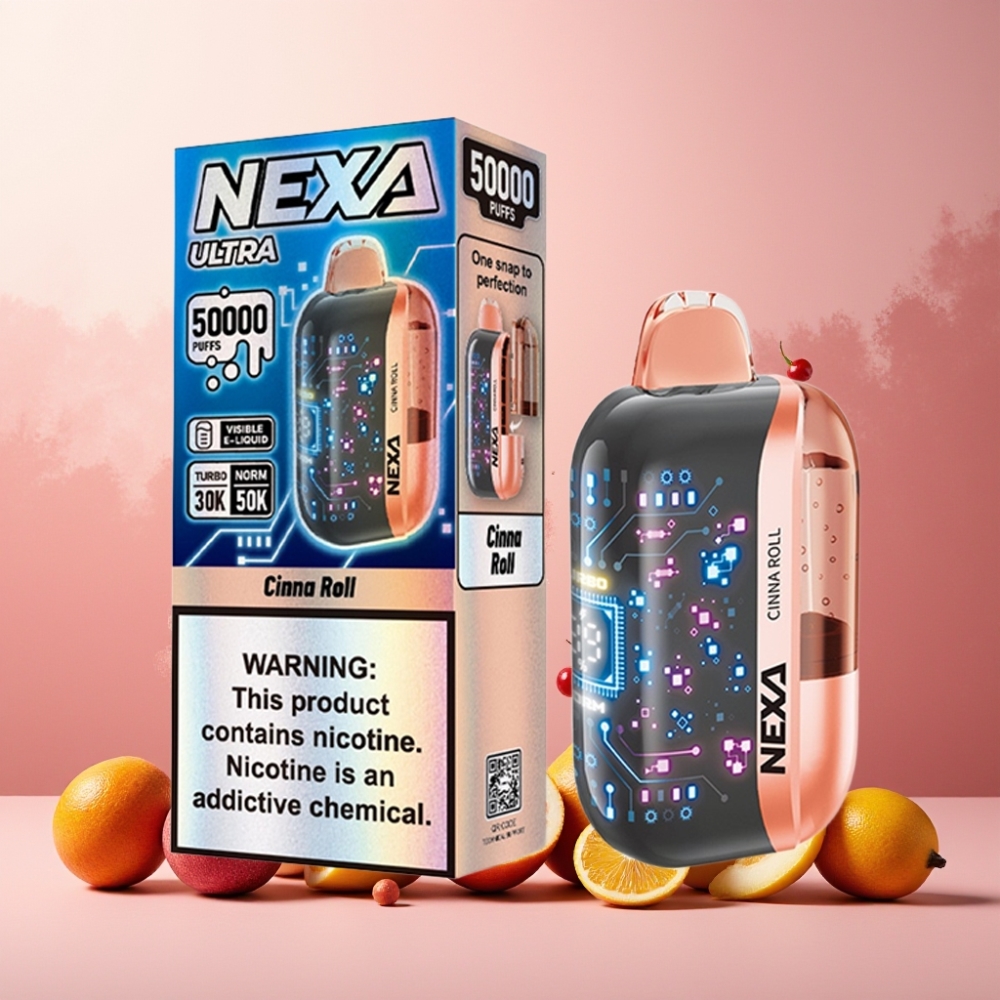 NEXA Ultra 50K Norge Engros Vape til engangsbruk Kanelbolle med 20ml Kapasitet, 50000 Puffs og 5% Nikotin