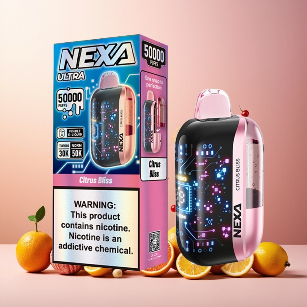 NEXA Ultra 50K Norge Engros Vape til engangsbruk Sitrusglede – 20ml Kapasitet, 800mAh Batteri, 5% Nikotin, 3D Skjerm