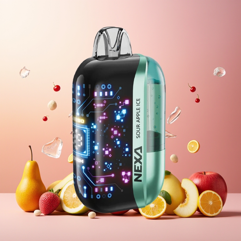 NEXA Ultra 50K Norge Engros Vape til engangsbruk Sour Apple Ice 20ml 50000 Puffs 5% Nikotin Type-C Lading 3D Kurvet Skjerm