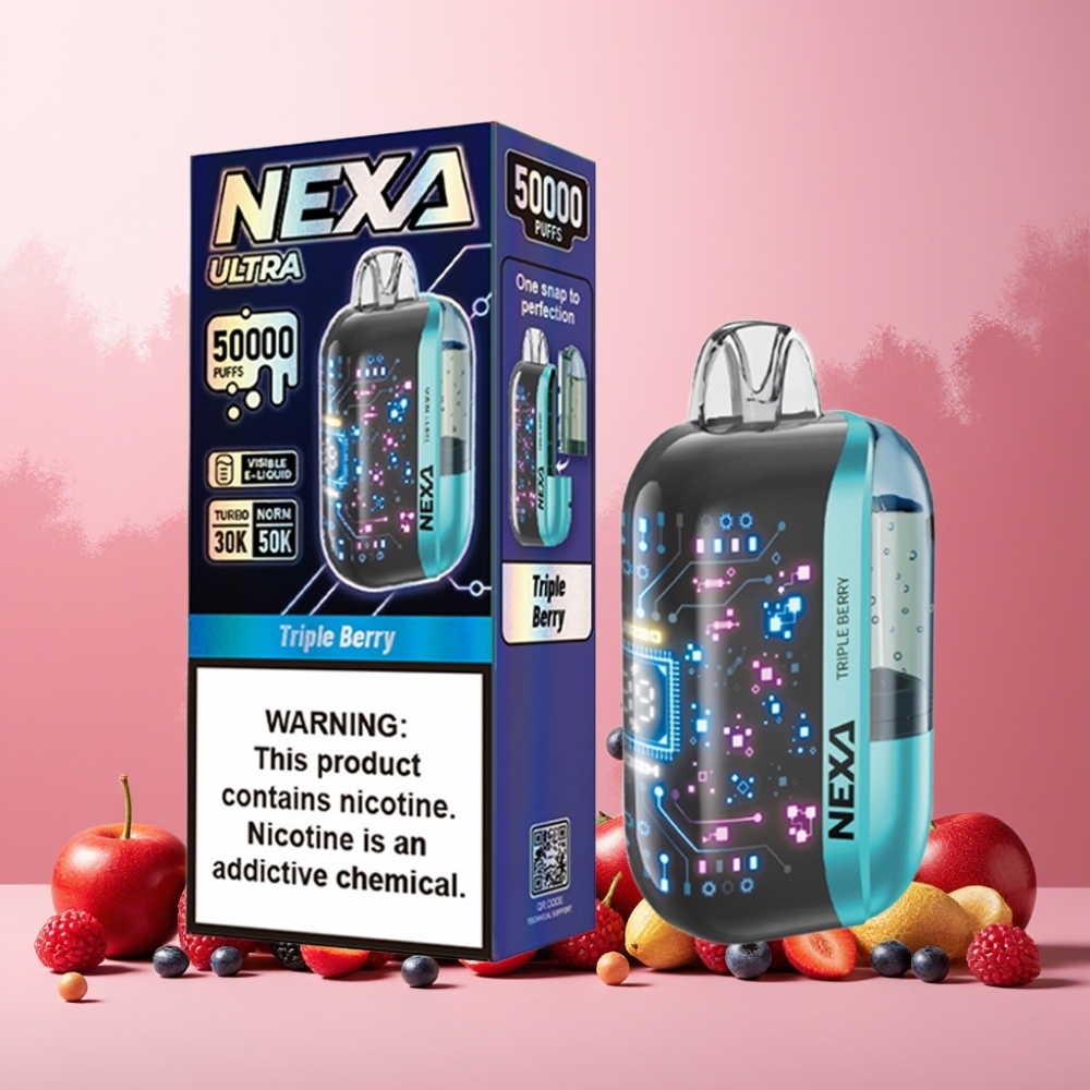 NEXA Ultra 50K Norge Engros Vape til engangsbruk med 50000 Puffs, 20ml Kapasitet, 5% Nikotin & Type-C-lading – Triple Berry