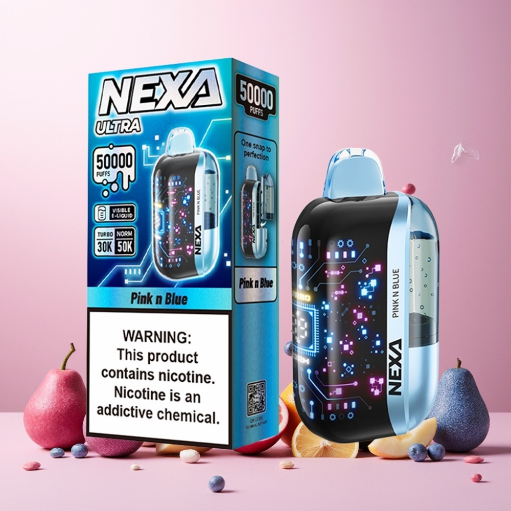 NEXA Ultra 50K Vape til engangsbruk Norge Engros – 20ml, 800mAh, 5% Nikotin, 0.9ohm Dual Mesh Coils, Type-C-lading