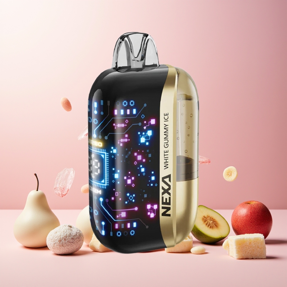 Norge engros NEXA Ultra 50K Vape til engangsbruk 20ml 5% Nikotin Hvit Gummy Is 800mAh Type-C Lading 0.9ohm Dual Mesh Coiler