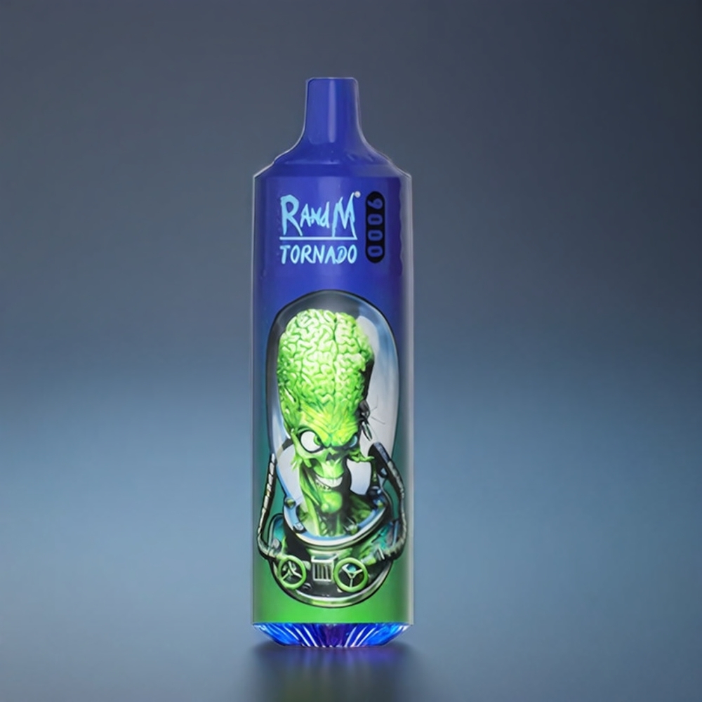 RandM Tornado 9000 Puffs Norge Engros – 18 mL, 850 mAh Gjenoppladbar, Mesh Coil, RGB Display, Mr Blå