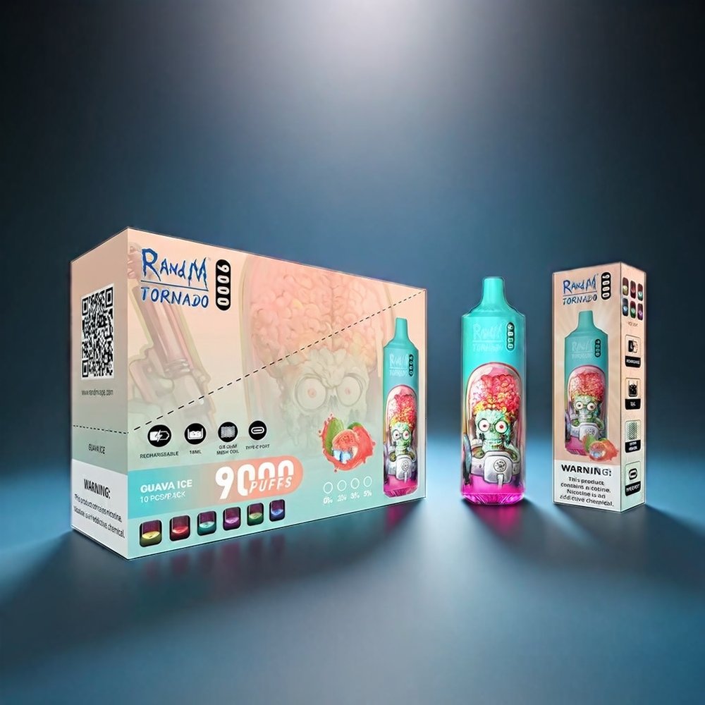 RandM Tornado 9000 Puffs Norge Engros – 18 mL E-væske, 850 mAh, Mesh Coil, Blå Sur Bringebær