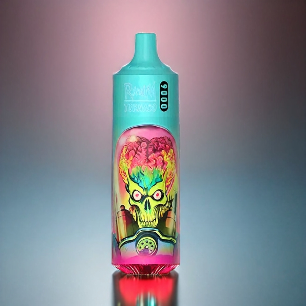 RandM Tornado 9000 Puffs Norge Engros – 850 mAh, 18 mL, Mesh Coil, Sleek RGB Display (Jordbær, Bringebær, Kirsebær Is)