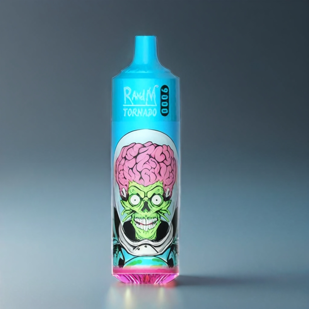 RandM Tornado 9000 Puffs Norge Engros – 850 mAh Batteri, 18 mL E-væske, Mesh Coil, RGB Display, Svart Drake Is