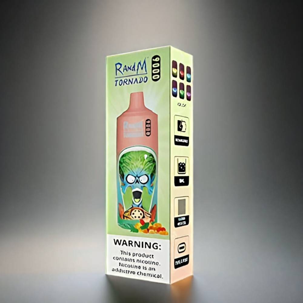 RandM Tornado 9000 Puffs Norge Engros – 850 mAh Batteri, 18 mL E-væske, Mesh Coil, RGB Displayvarianter