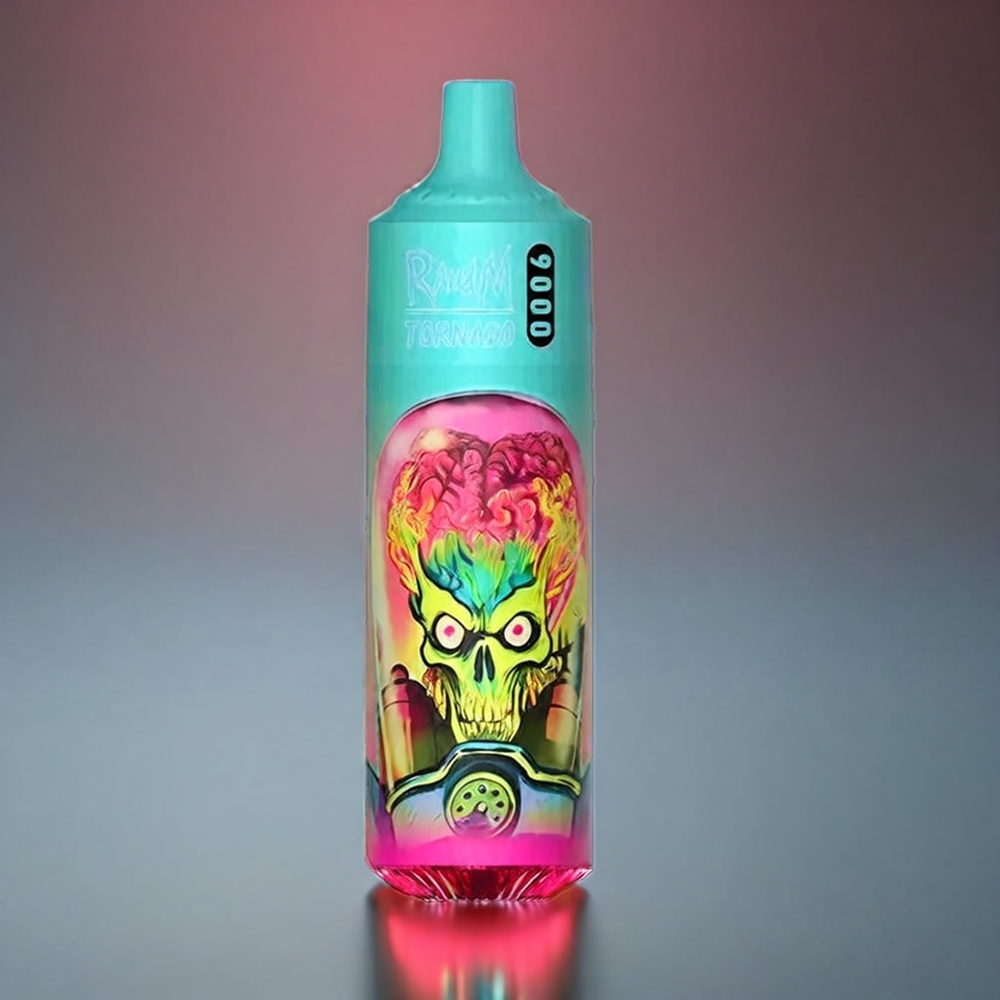 RandM Tornado 9000 Puffs Norge Engros – 850 mAh Batteri & 18 mL Væske – Jordbær og Bringebær – Mesh Coil – RGB Skjerm