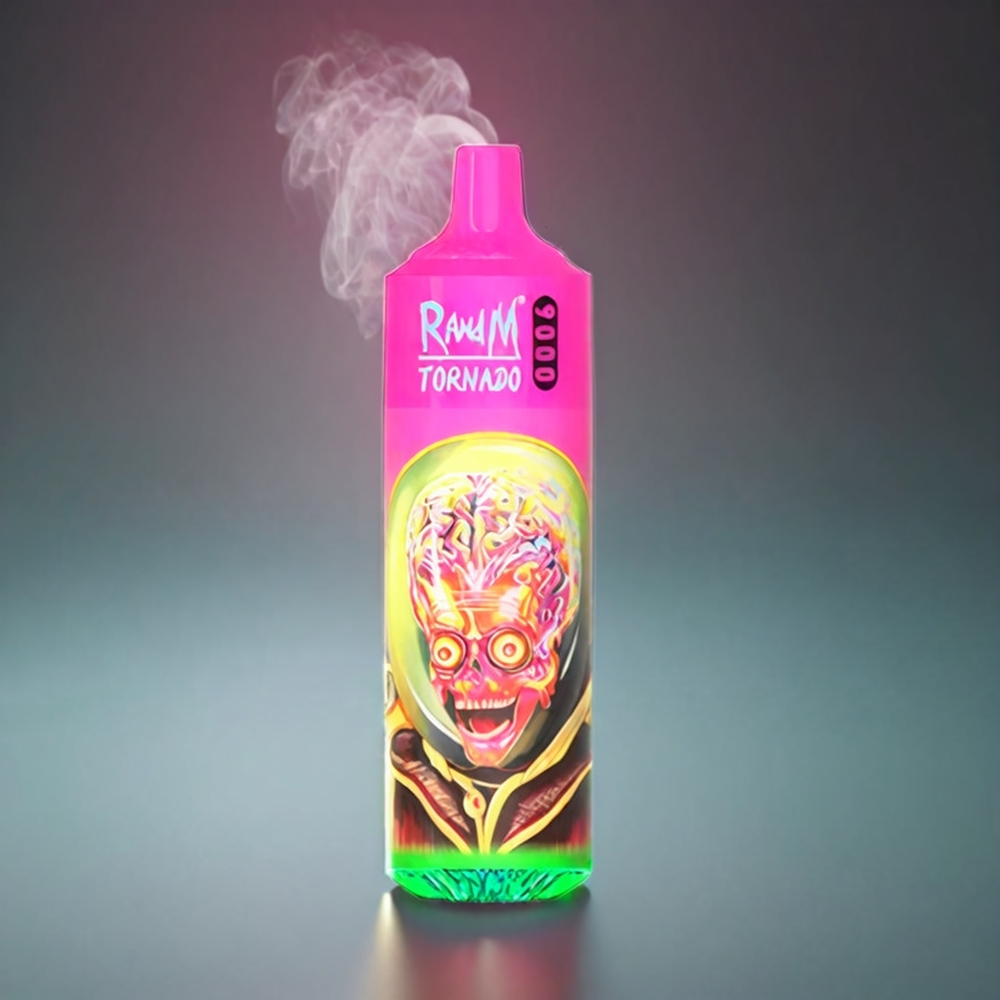 RandM Tornado 9000 Puffs Norge Engros – 850 mAh Batteri, 18 mL Væske, Mesh Coil, Bringebær Vannmelon