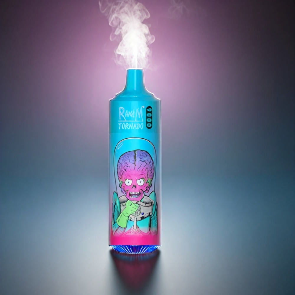 RandM Tornado 9000 Puffs Norge Engros – Blåbær og Bringebær – 850 mAh – 18 mL – Mesh Coil – RGB Display