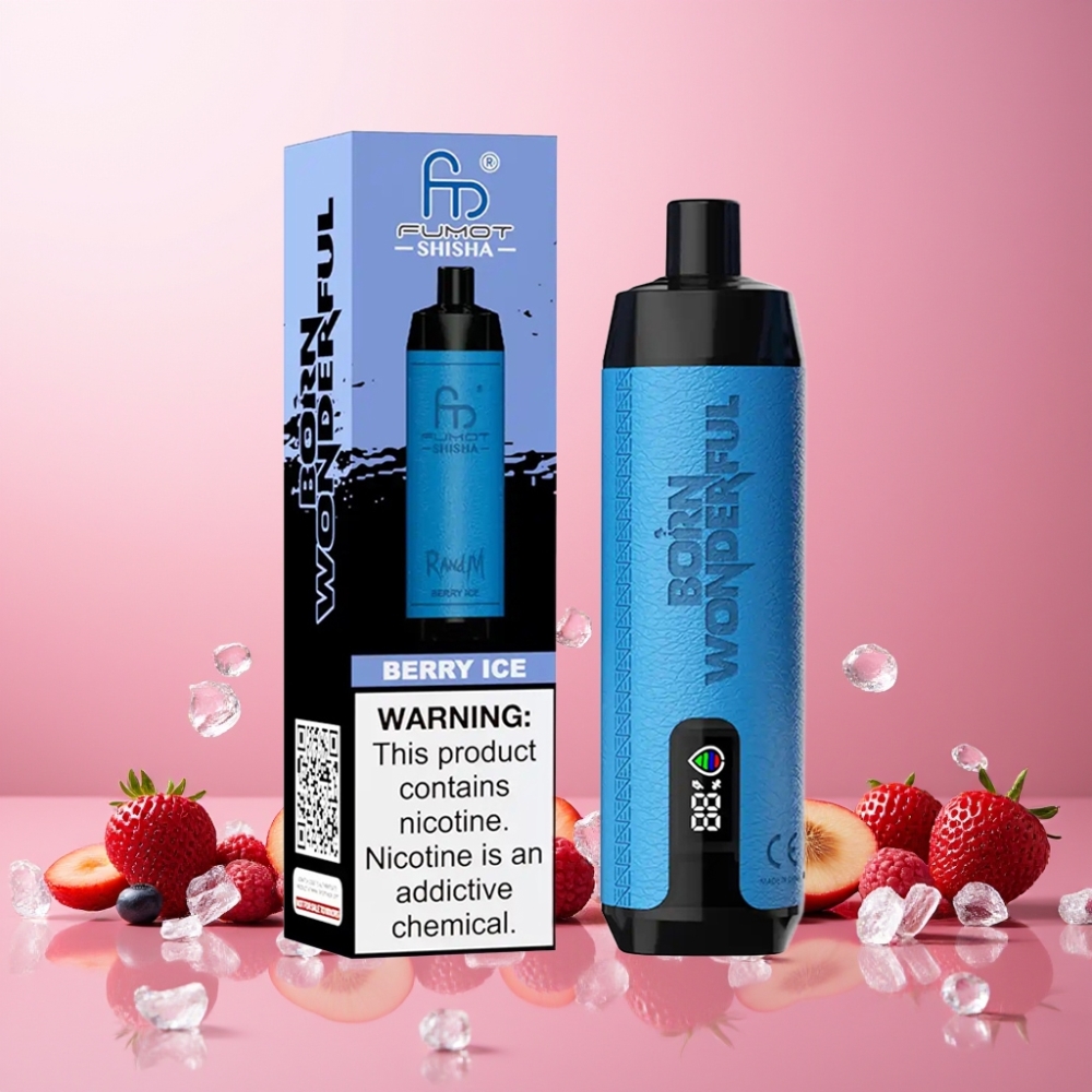 RandM Fumot Shisha Norge Engros – 10000 Puffs, 18ml E-væske, 850 mAh Batteri, Bær Is Vape til engangsbruk