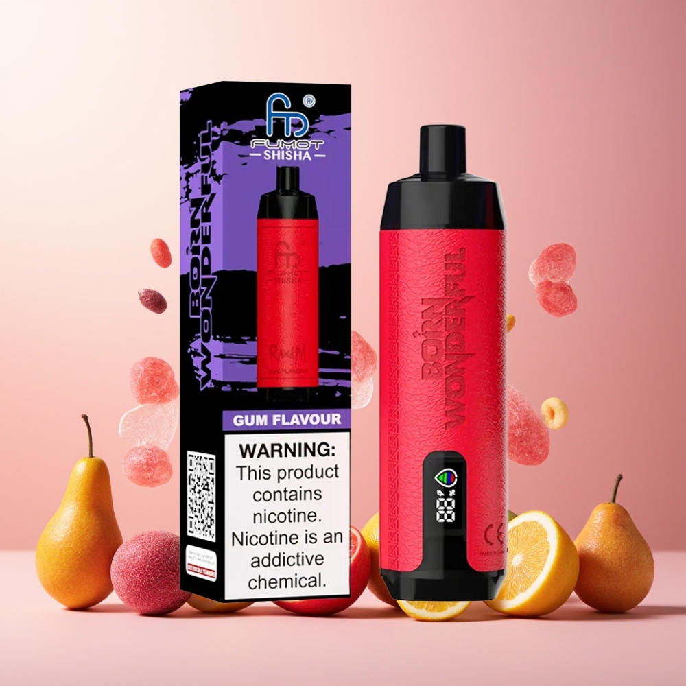 RandM Fumot Shisha Norge Engros – 10000 Puffs, 18ml E-væske, 850 mAh Batteri, Type-C Lading, Tyttebærsmak