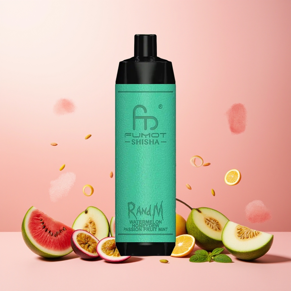 RandM Fumot Shisha Norge Engros 10000 Puffs 18ml Vannmelon Honningmelon Pasjonsfrukt Mynte Vape til engangsbruk med LED Indikator og Type-C Port