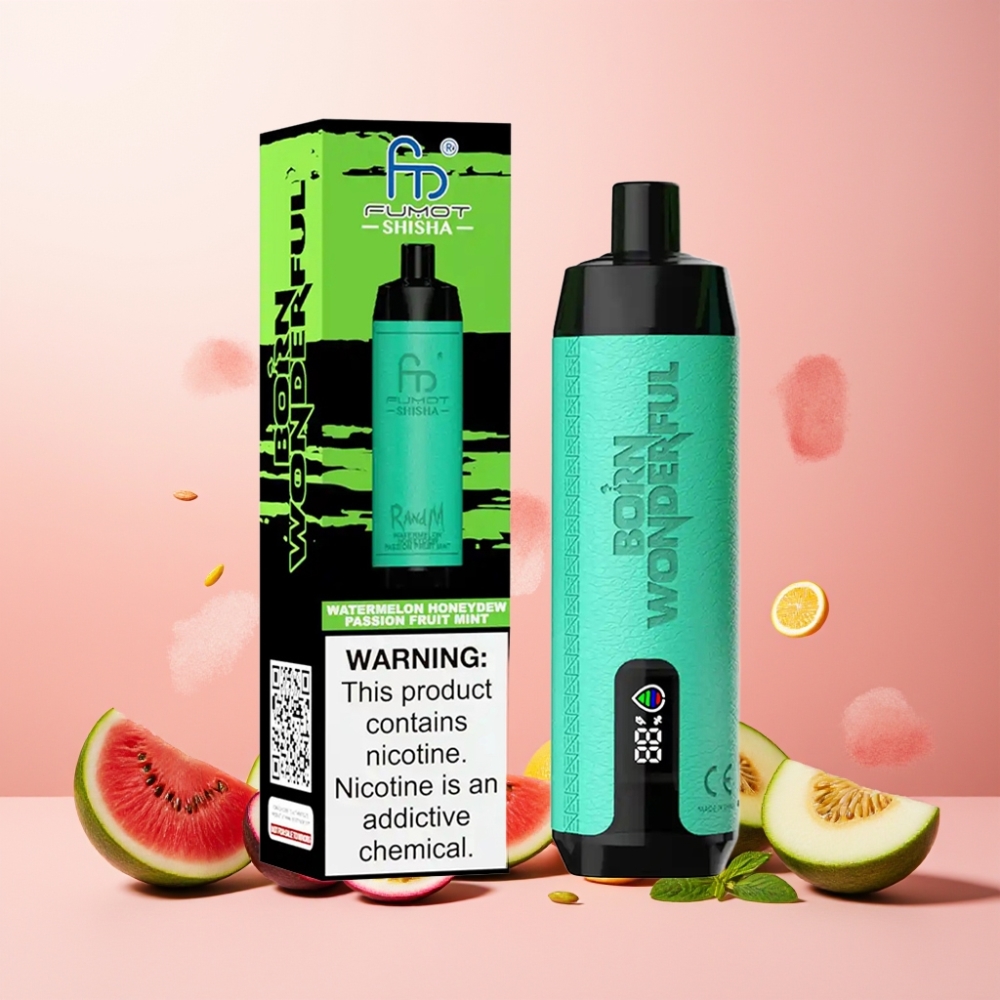 RandM Fumot Shisha Norge Engros 10000 Puffs 18ml Vannmelon Honningmelon Pasjonsfrukt Mynte Vape til engangsbruk med LED Indikator og Type-C Port