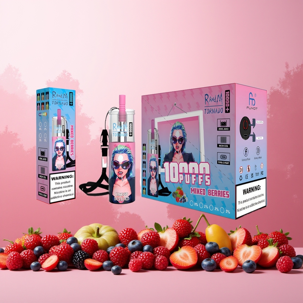 RandM Fumot Original Tornado 10000 Plus Norge Engros Vape til engangsbruk 20 ml 850 mAh Type-C RGB - Blandede Bær
