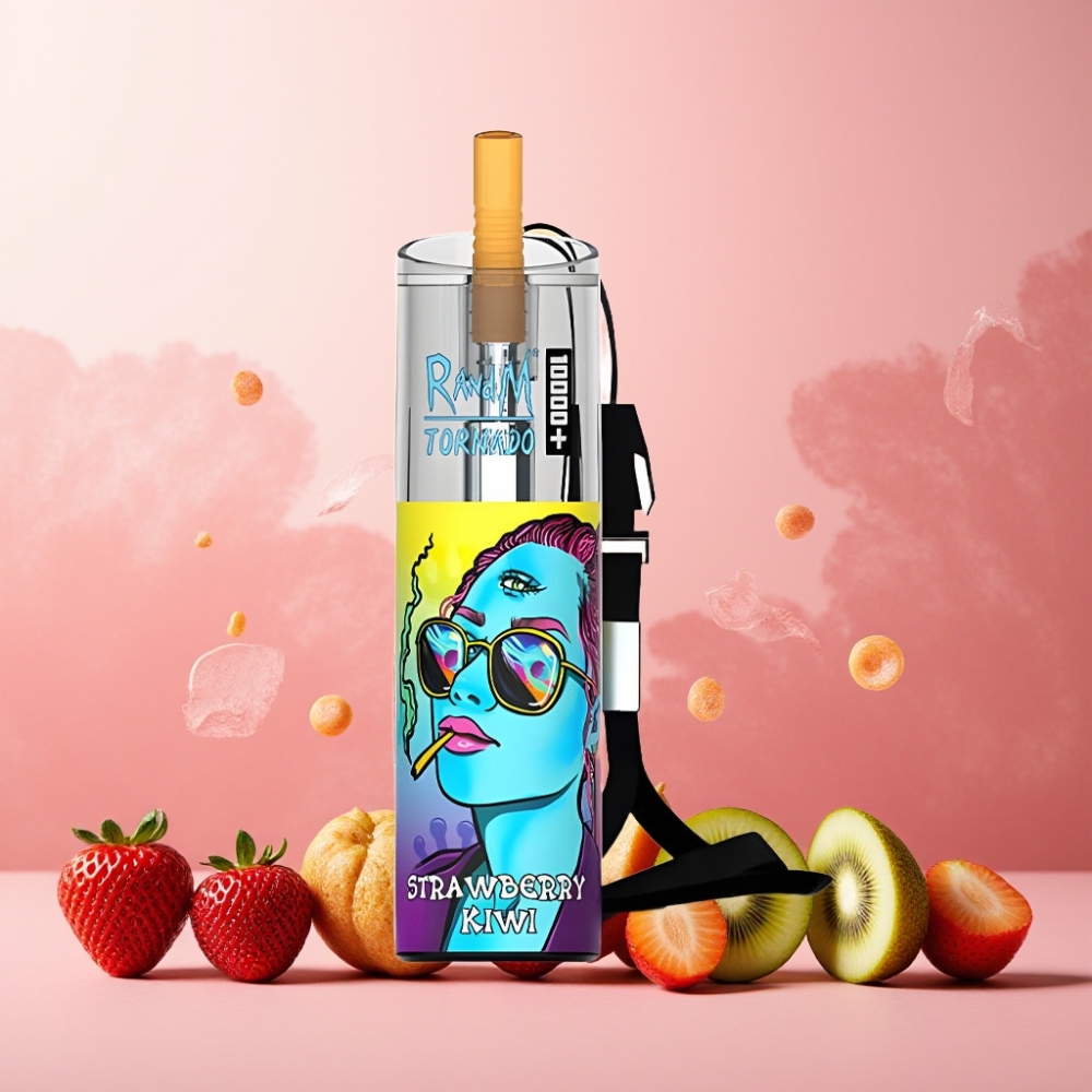 RandM Fumot Original Tornado 10000 Plus Norge Engros Vape til engangsbruk Jordbær Kiwi – 20 ml, 850 mAh, Mesh Coil, Type-C, RGB Lys
