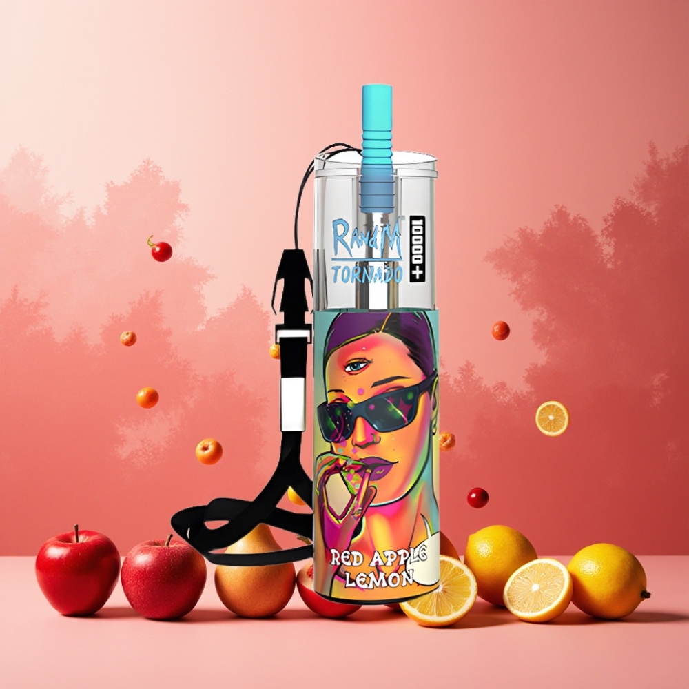 RandM Fumot Original Tornado 10000 Plus Norge Engros Vape til engangsbruk Rød Eple Sitron – 10000 Puffs, 20 ml, 850 mAh, Mesh Coil, Type-C, RGB Lys